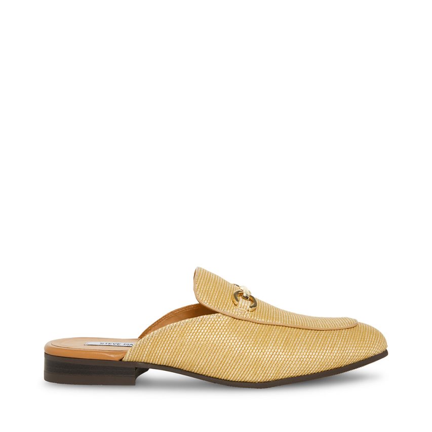 Mulas Steve Madden Mateo Natural Raffia Hombre Doradas | ES GV214E